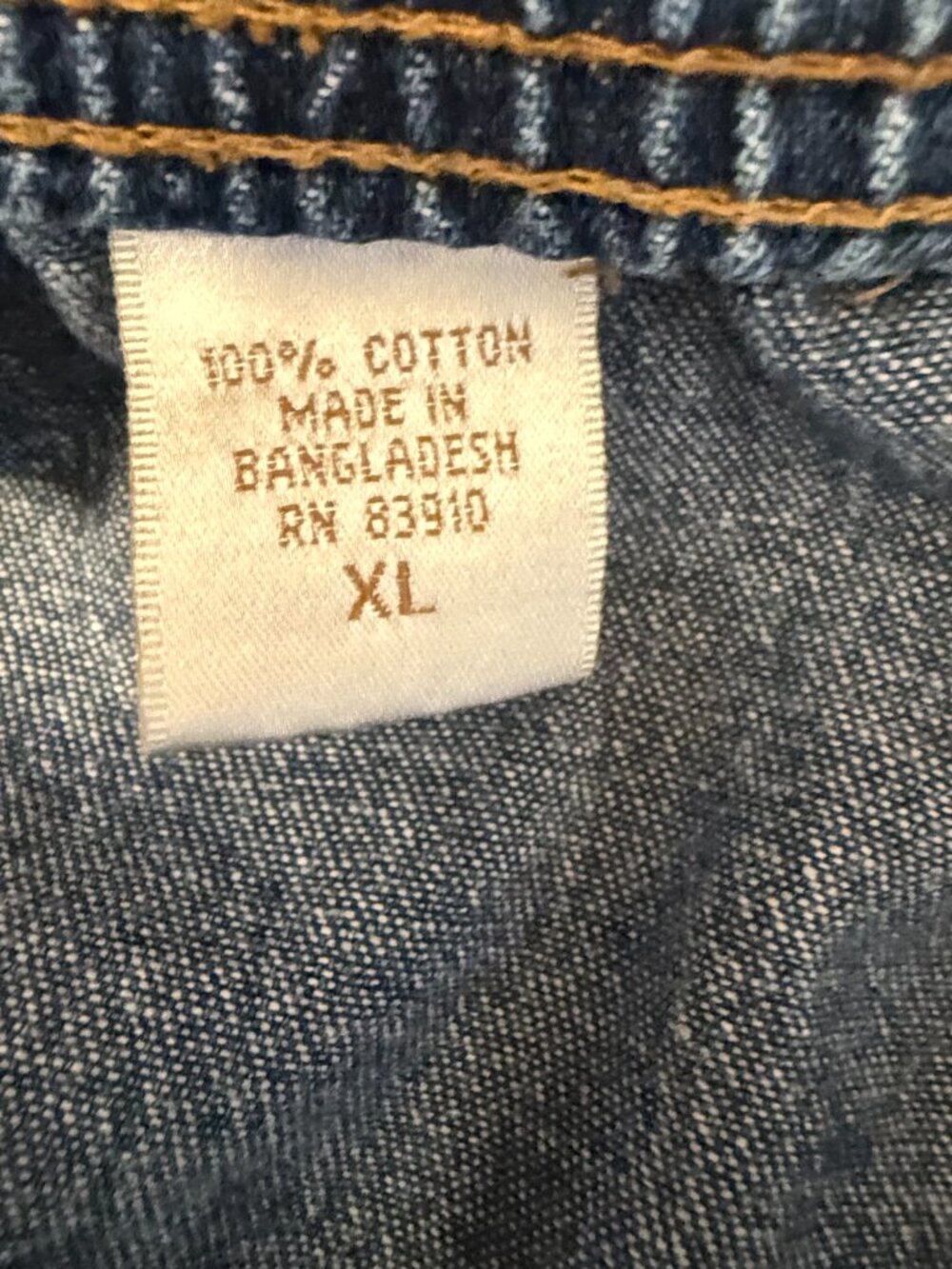 Vintage Cotton Blue Denim Elastic Drawstring Waist Capri Jean XL summer classic - Picture 8 of 10